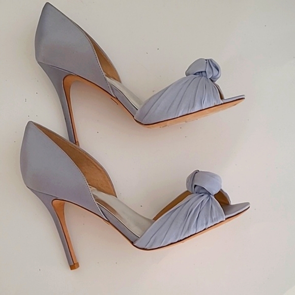 Bagley Mischka Musica Blue Satin Love Knot Open Toe Heels - Picture 15 of 16